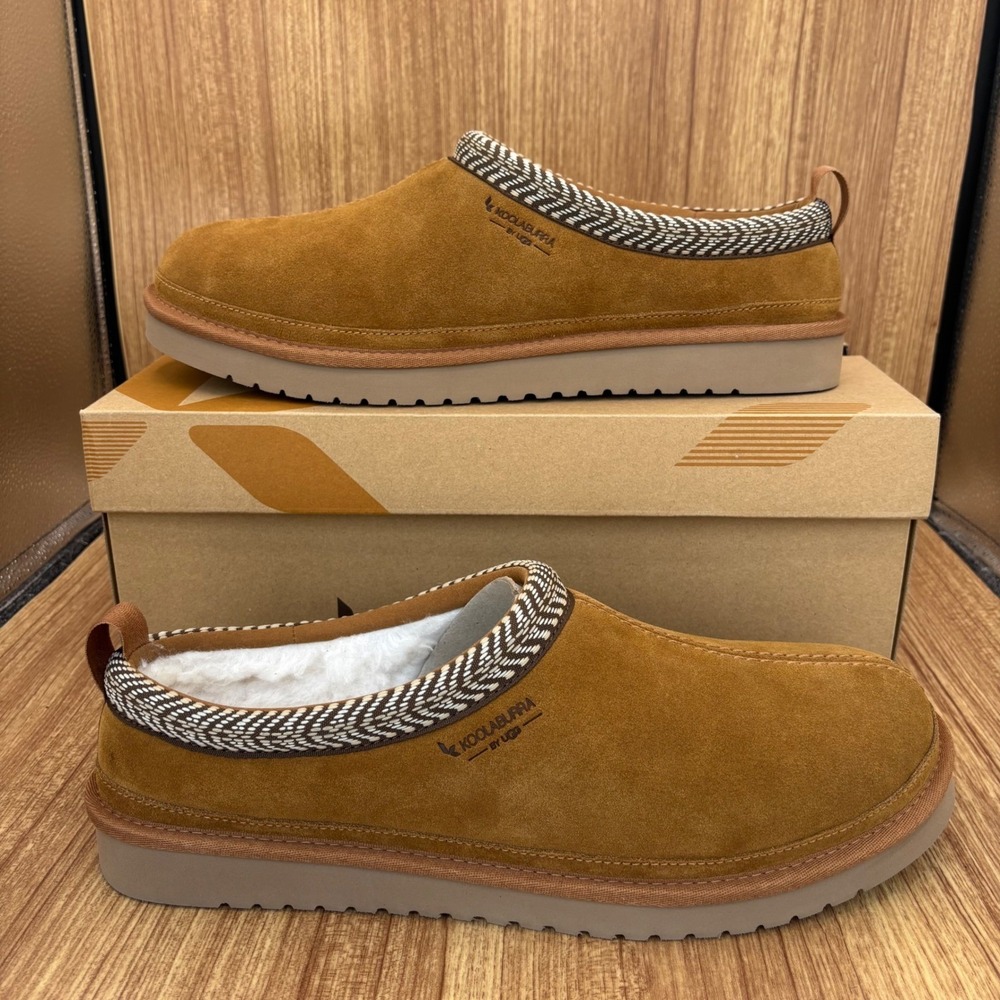 Koolaburra by UGG Burree Slipper Men 13 Chestnut Suede Faux Fur Mule 1159690 NEW